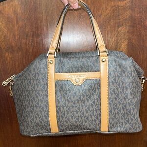 Michael Kors Beck Medium Satchel – Brown MK Signature / Acorn